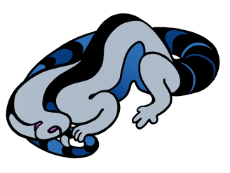 A Vido in a simpler style holding its own tail.